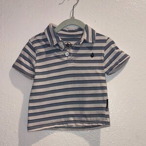 Volcom Blue & White Striped Polo Shirt